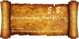 Enczenberger Boglárka névjegykártya